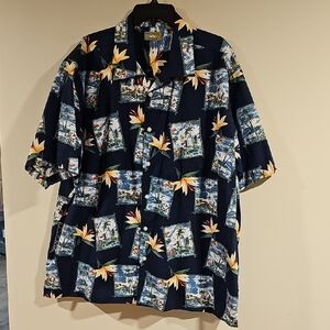 Island Vibes Navy Floral Button Down Shirt